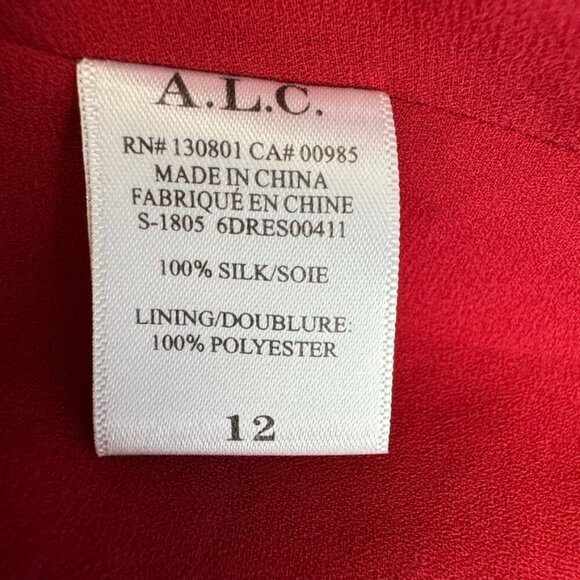 A.L.C. Michaela 100% Silk Red Cheetah Print Ballon Sleeve True Wrap Mini Dress - Picture 15 of 17